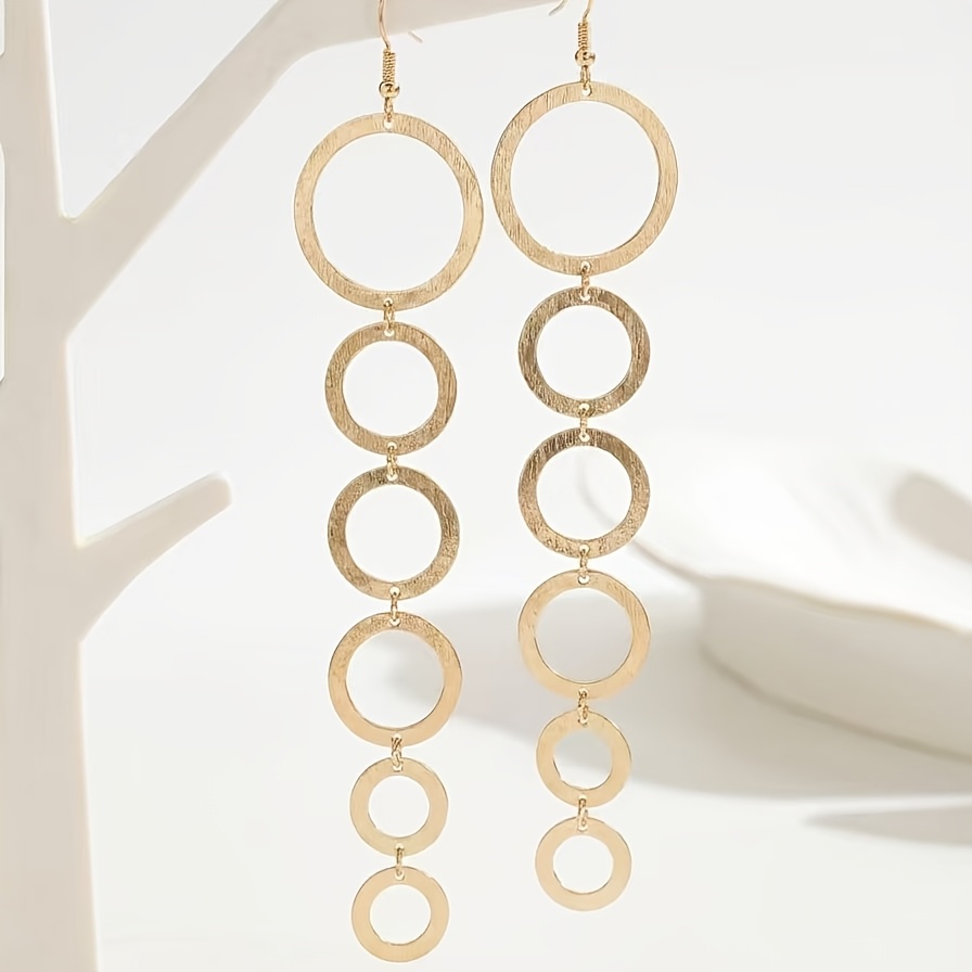 Women's Geometric Multi-Layer Hoop Tassel Drop Earrings
